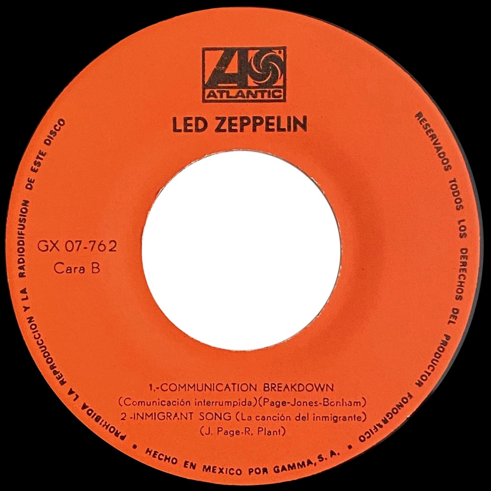Single <br>Mexico (GX07-762) <br>Whole Lotta Love / Communication Breakdown / Immigrant Song (#2) - Image 4