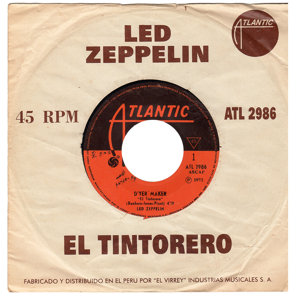 Single <br>Peru (ATL 2986) <br>D'yer Maker/The Crunge (Promo) - Image 3
