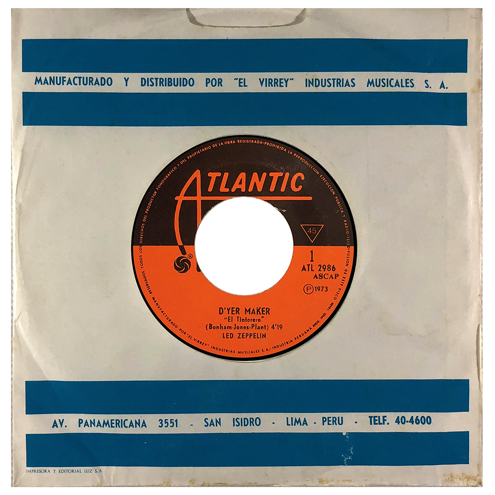 Single <br>Peru (ATL 2986) <br>D'yer Maker / The Crunge (#3)