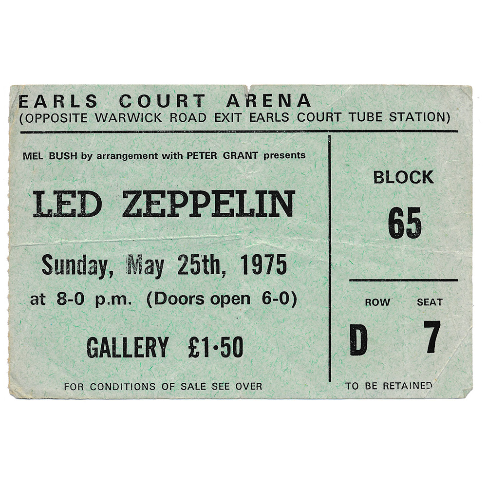 Concert Ticket <br>1975.05.25 <br>London, UK