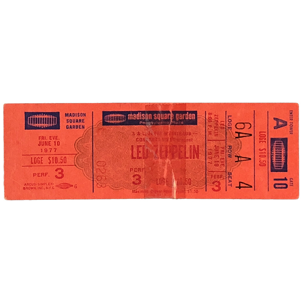 Concert Ticket <br>1977.06.10 <br>New York, NY