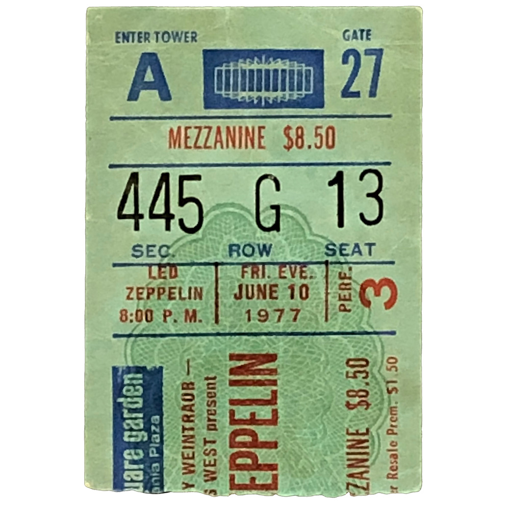 Concert Ticket <br>1977.06.10 <br>New York, NY