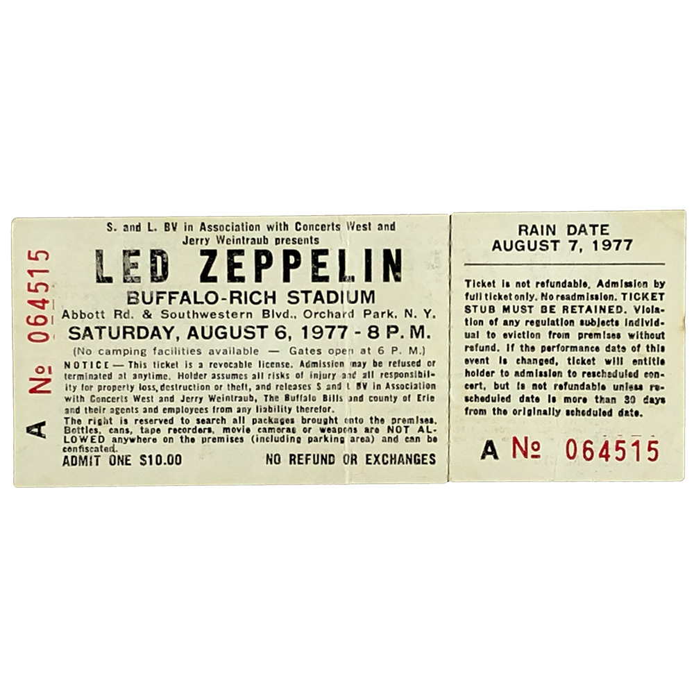 Concert Ticket <br>1977.08.06 <br>Buffalo, NY