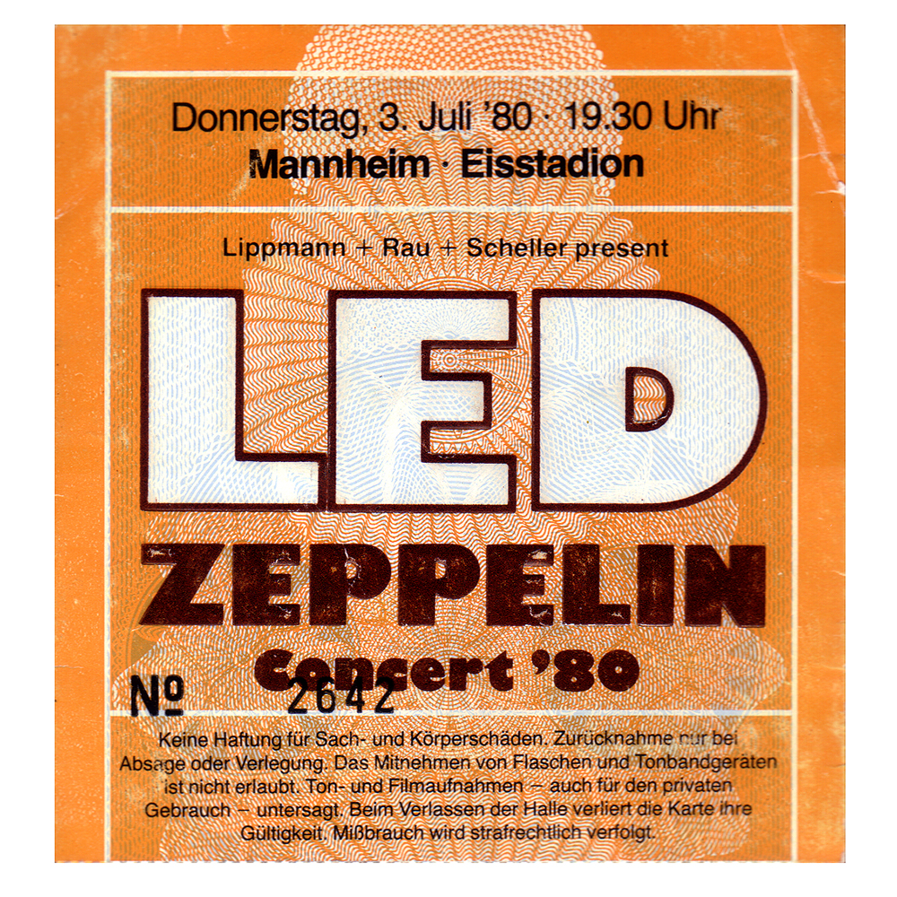 Concert Ticket <br>1980.07.03 Manheim, DE - Image 2