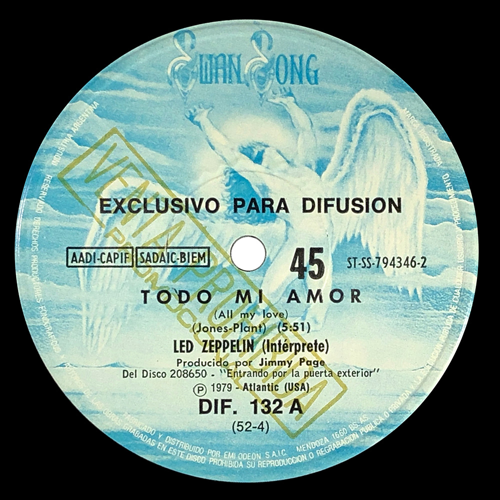 Single <br>Argentina (DIF. 132) <br>All My Love / Hot Dog