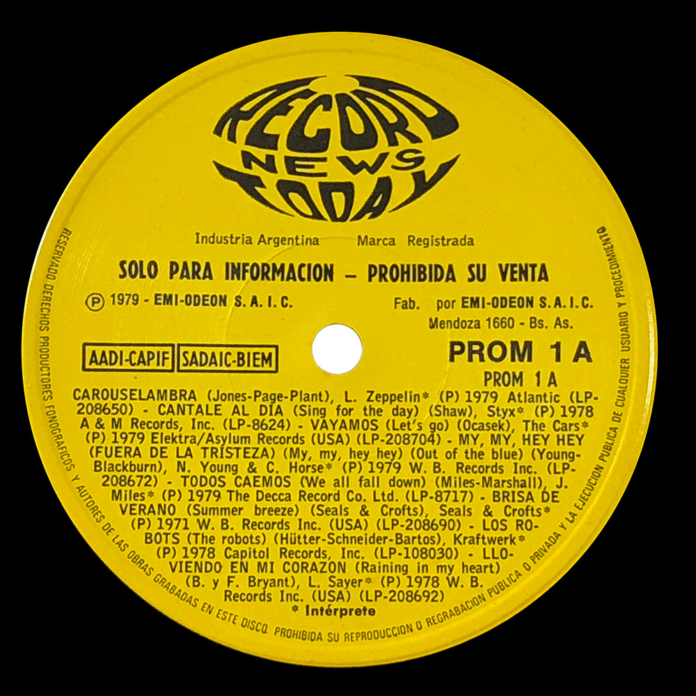 Single <br>Argentina (PROM1A) Carouselambra (Promo)