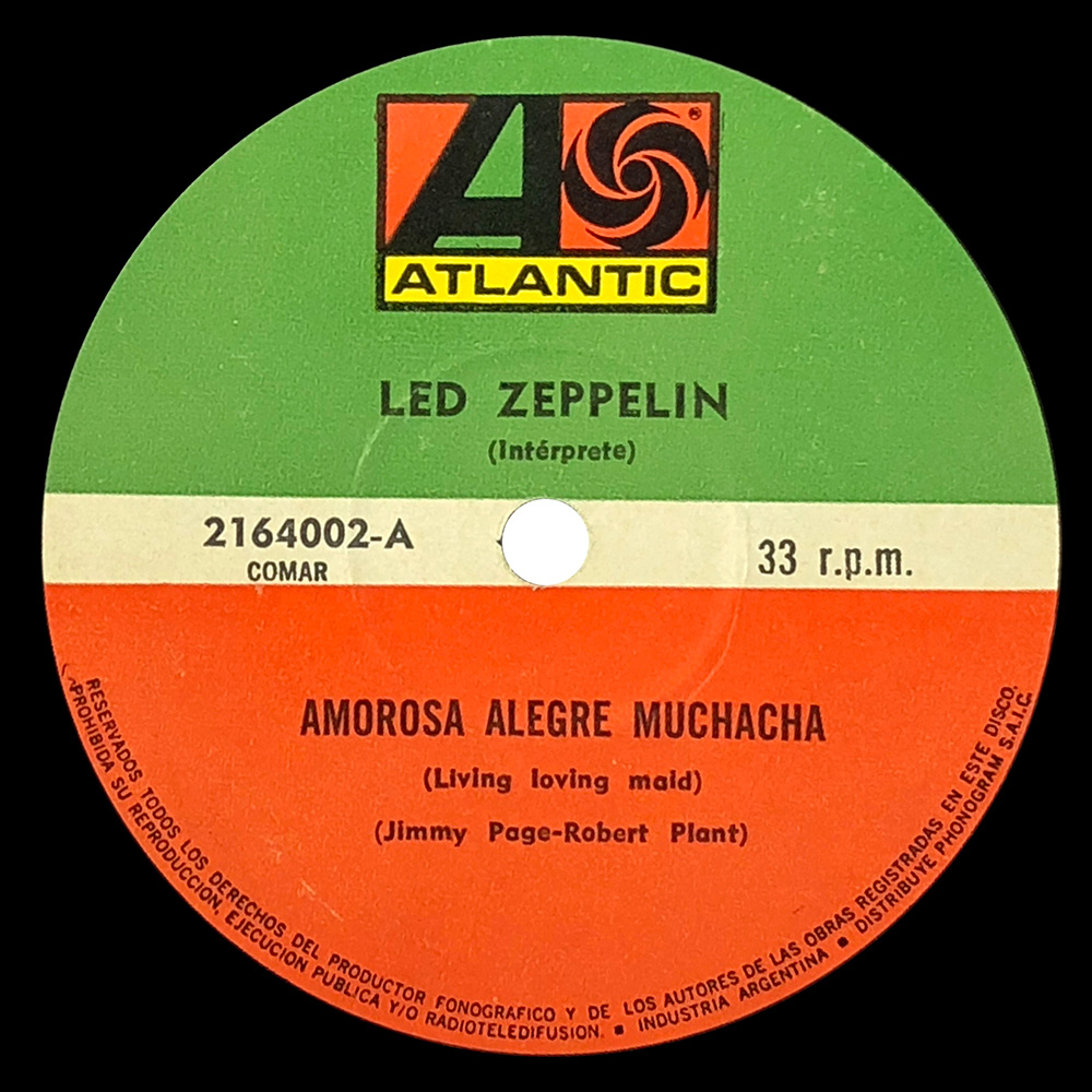 Single <br>Argentina (2164002) <br>Living Loving Maid  /  Whole Lotta Love (#1)