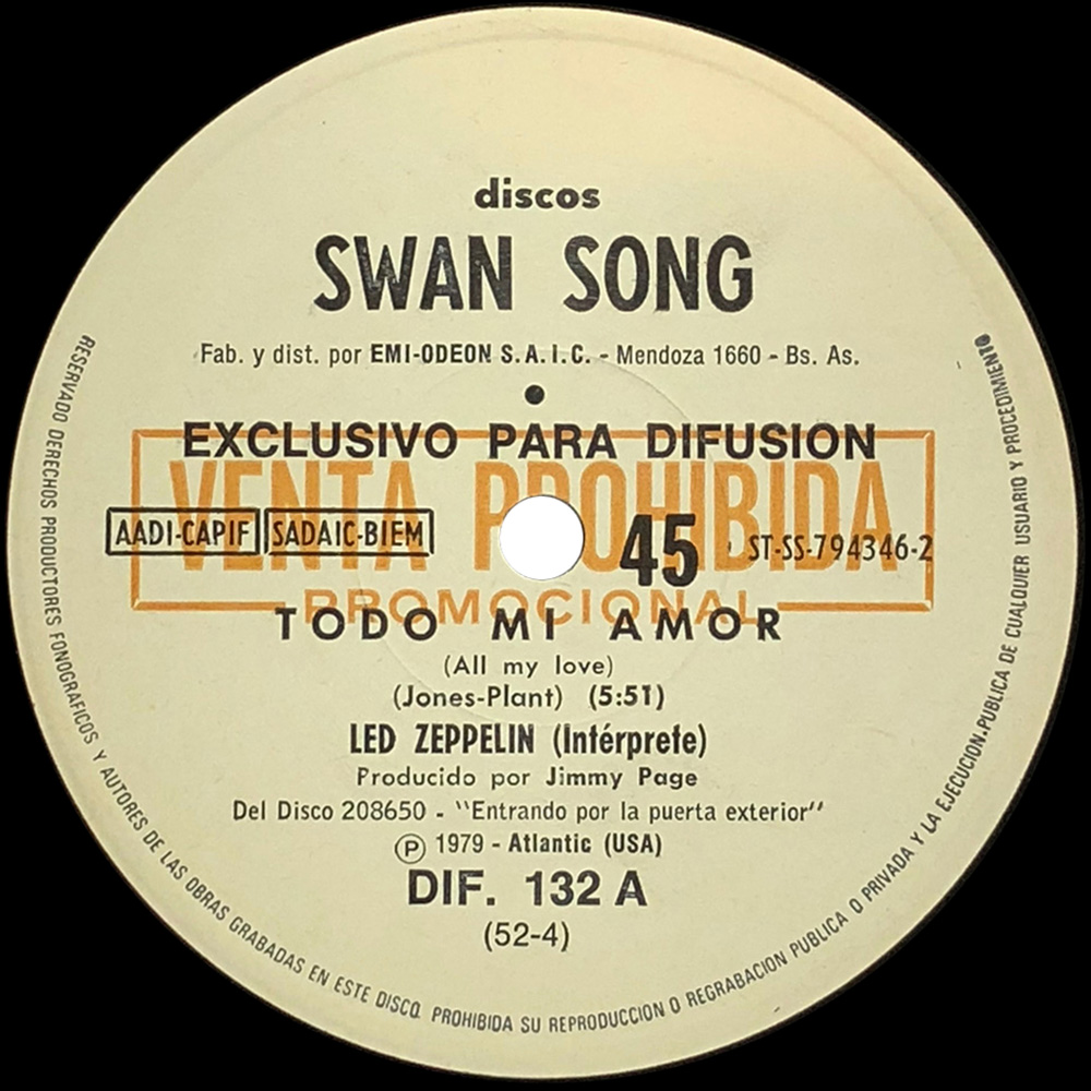 Single <br>Argentina (DIF. 132) <br>All My Love / Hot Dog (Promo #2)