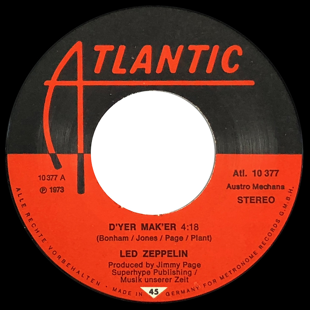 Single <br>Austria (ATL. 10 377) <br>D'yer Mak'er / The Crunge (#1) - Image 3