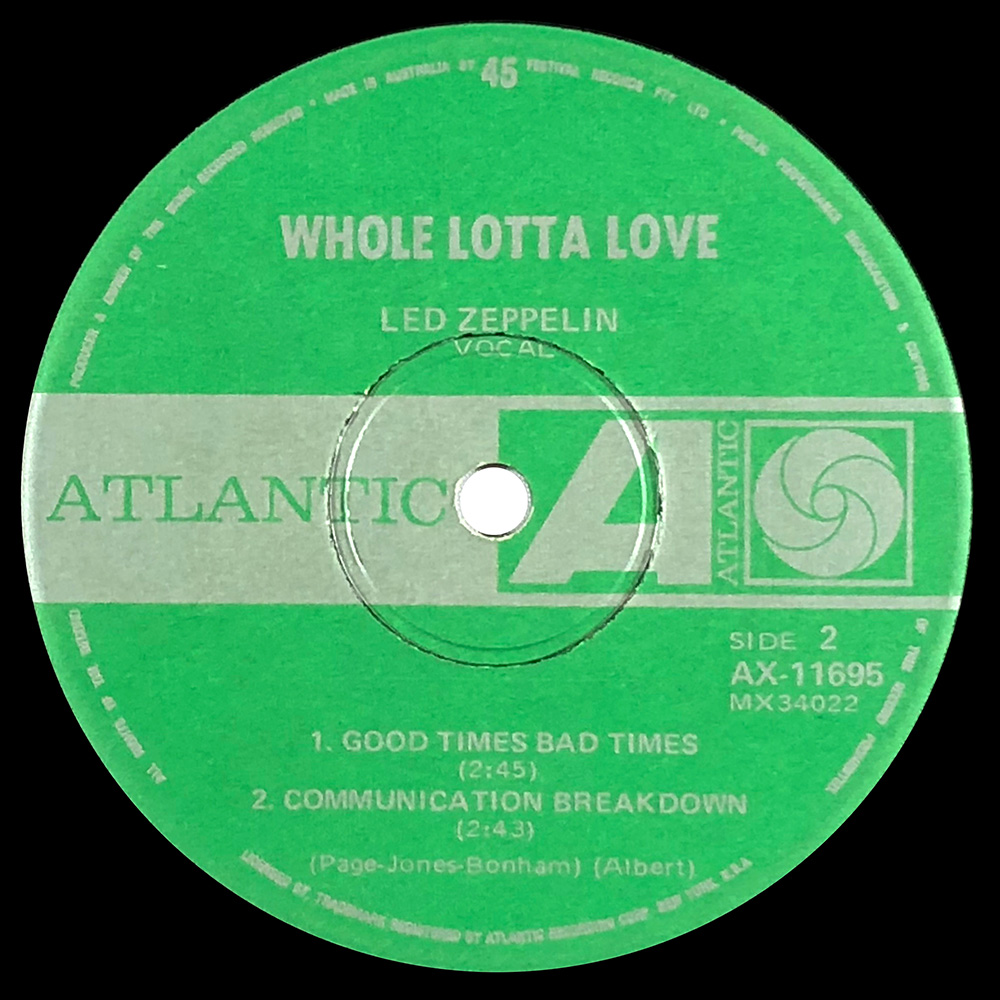 Single <br>Australia (AX-11695) <br>Whole Lotta Love / Black Mountain Side / Good Times, Bad Times - Image 4