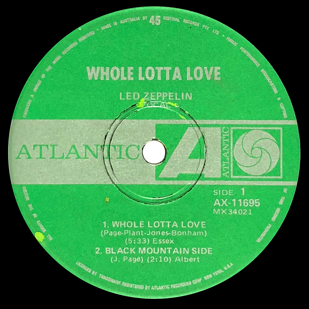 Single <br>Australia (AX-11695) <br>Whole Lotta Love / Black Mountain Side / Good Times, Bad Times - Image 3