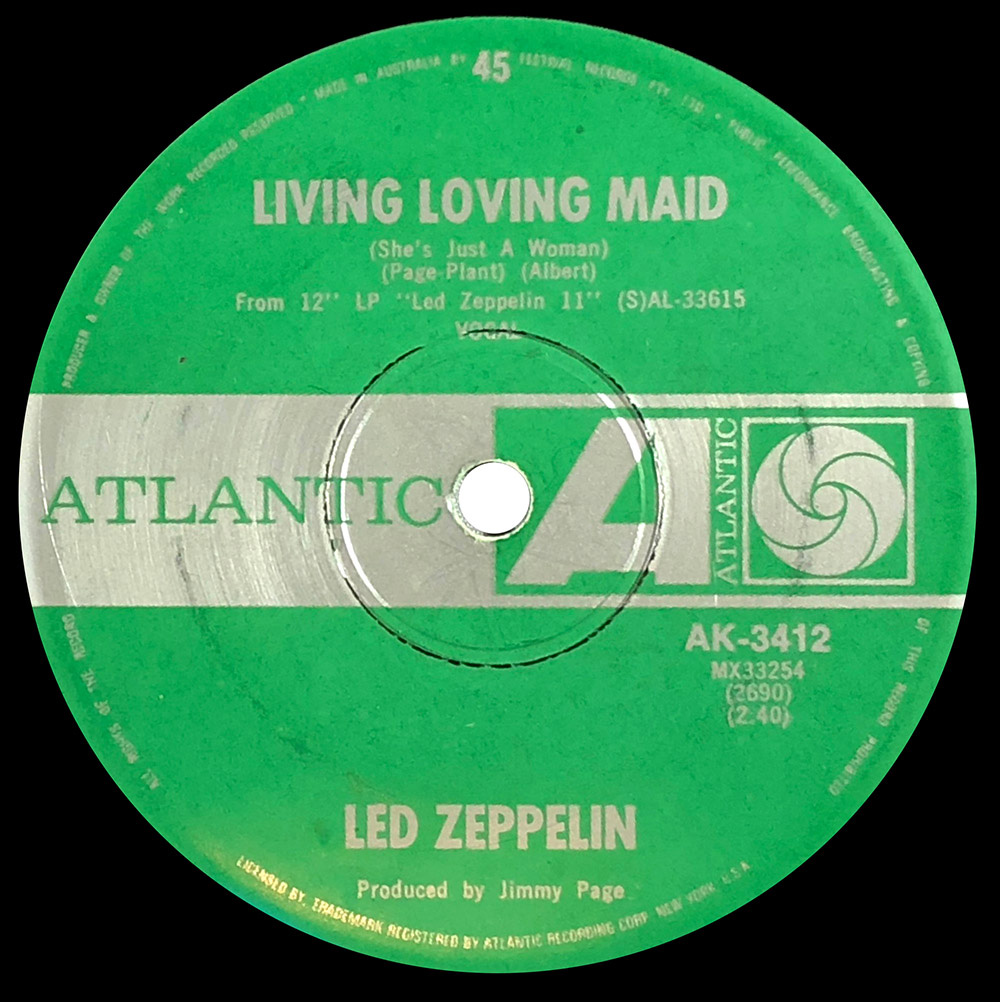 Single <br>Australia (AK-3412) <br>Whole Lottta Love / Living Loving Maid (Promo) - Image 2