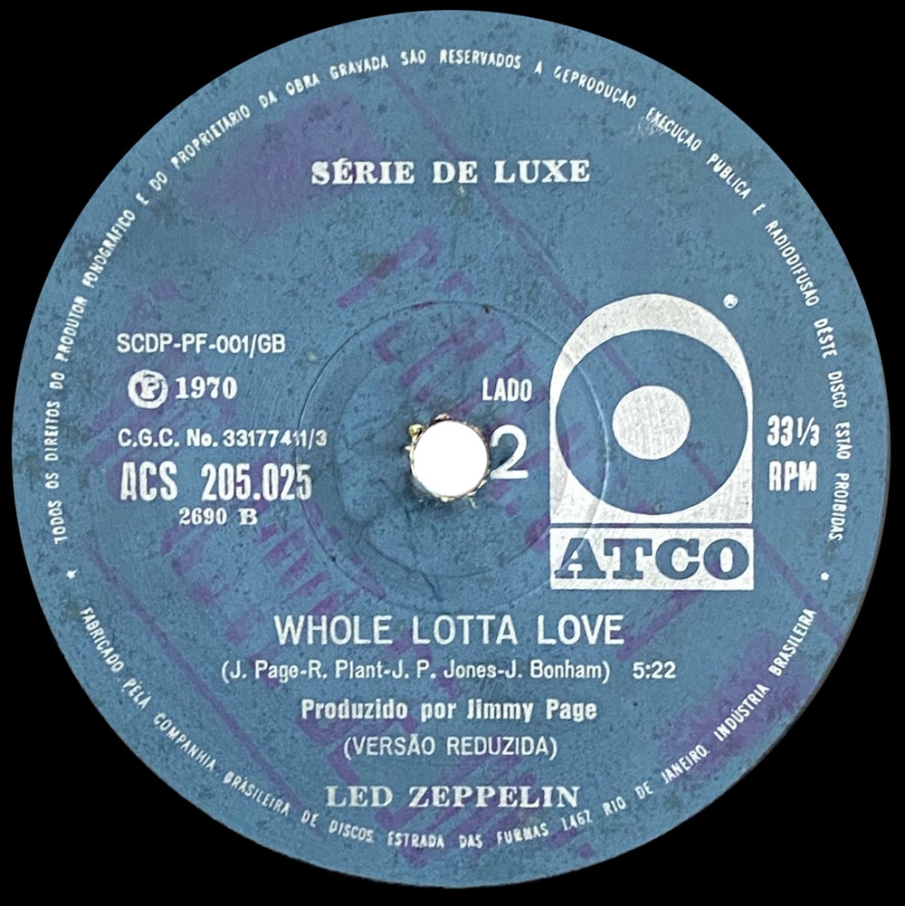Single <br>Brazil (ACS 205.025) <br>Whole Lotta Love / Whole Lotta Love (Promo #2) - Image 2