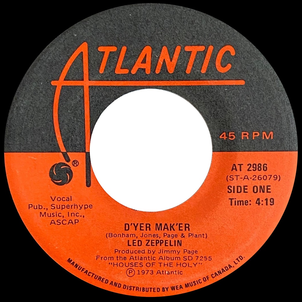 Single <br>Canada (AT 2986) <br>D'yer Mak'er / The Crunge (#2) - Image 2