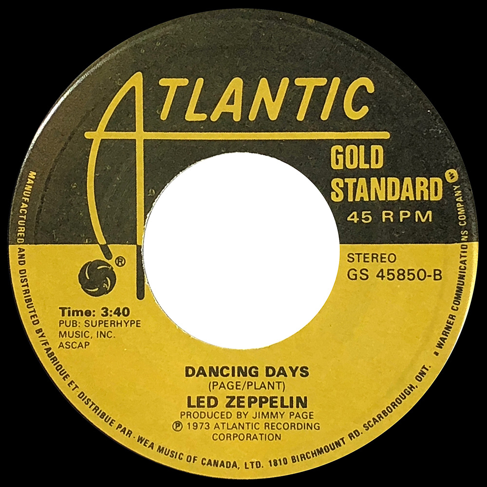 Single <br>Canada (GS 45850) <br>Over The Hills and Far Away / Dancing Days - Image 2