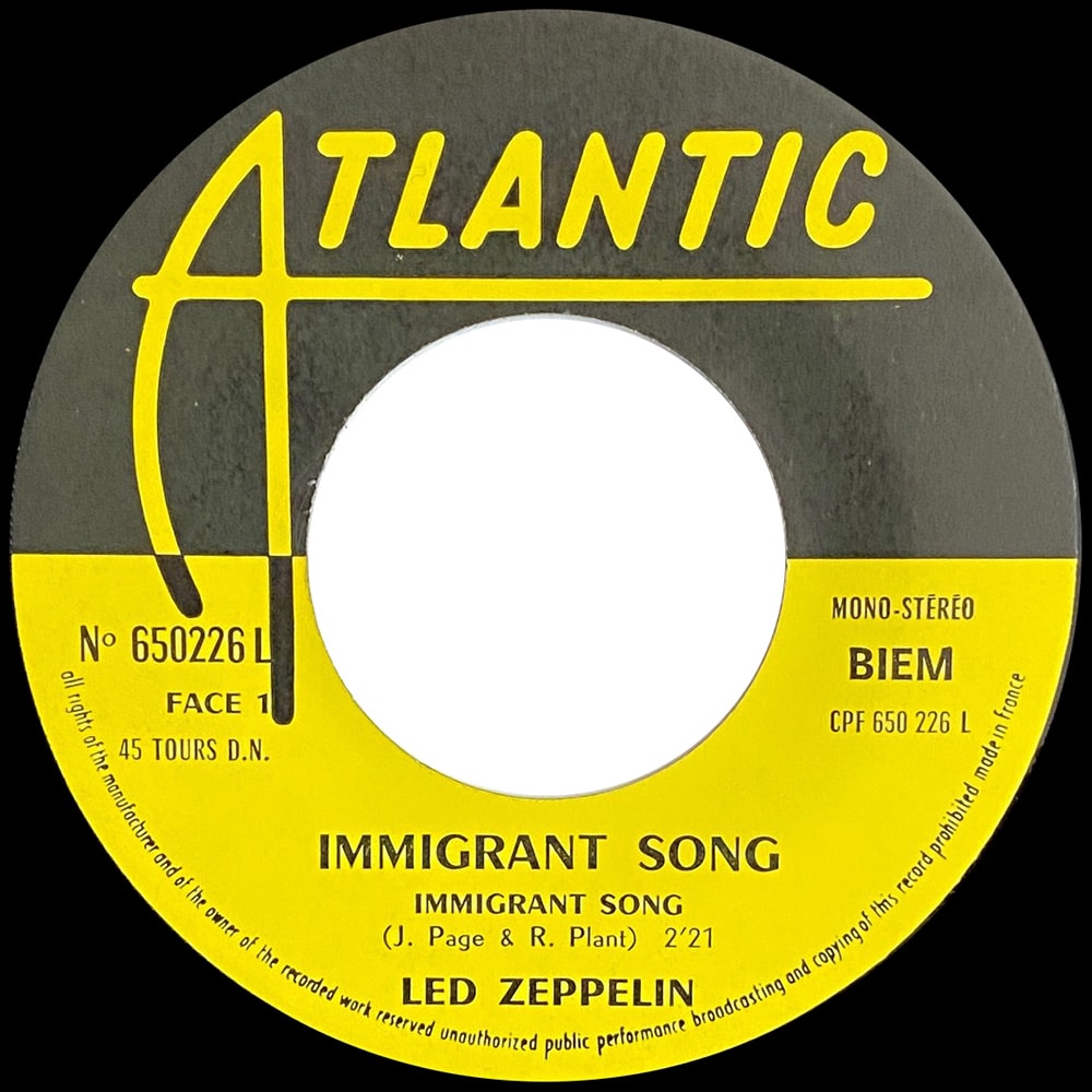 Single <br>France (650226L) <br>Immigrant Song / Hey, Hey What Can I Do (#2) - Image 4