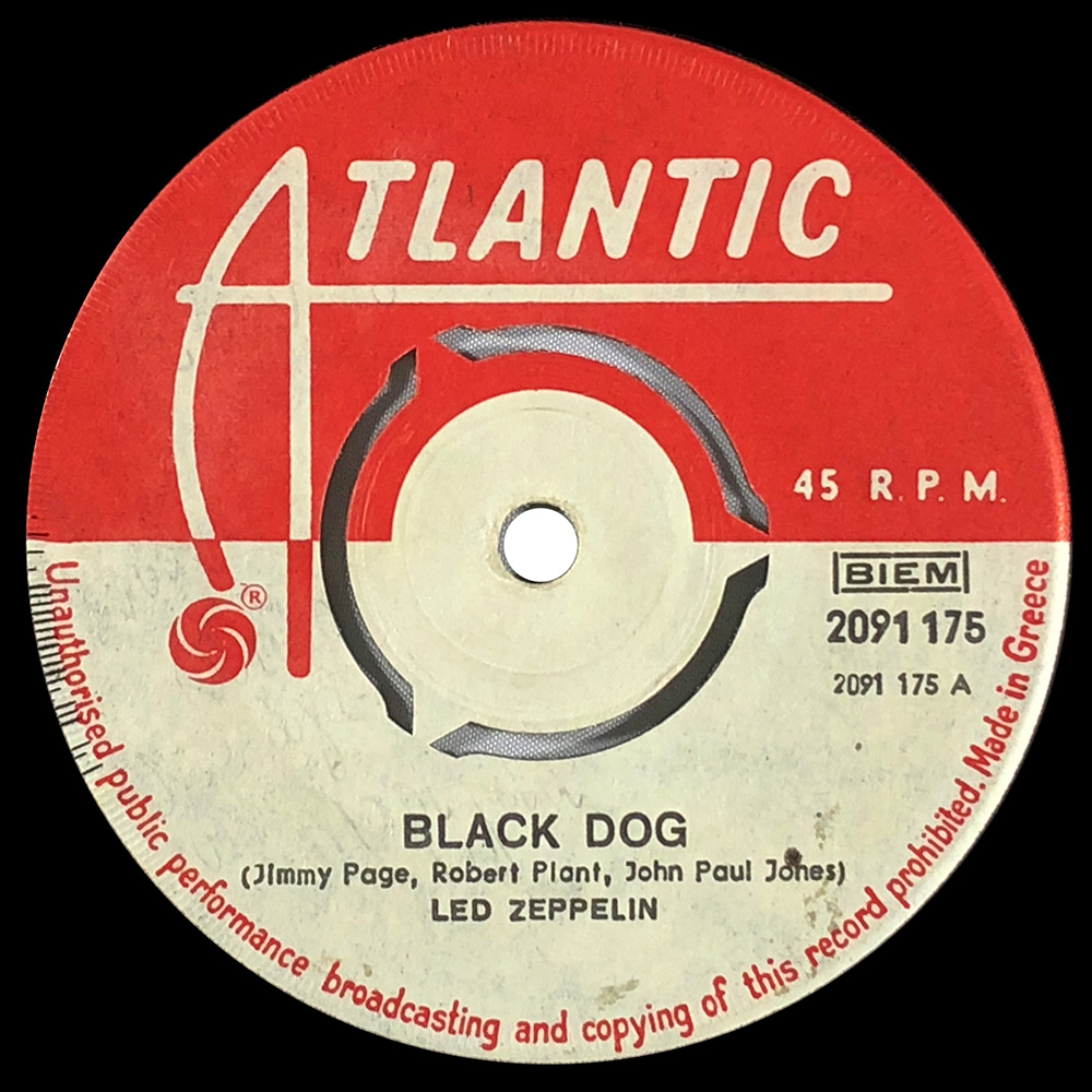 Single <br>Greece (2091 175) <br>Black Dog / Misty Mountain Hop (#2)