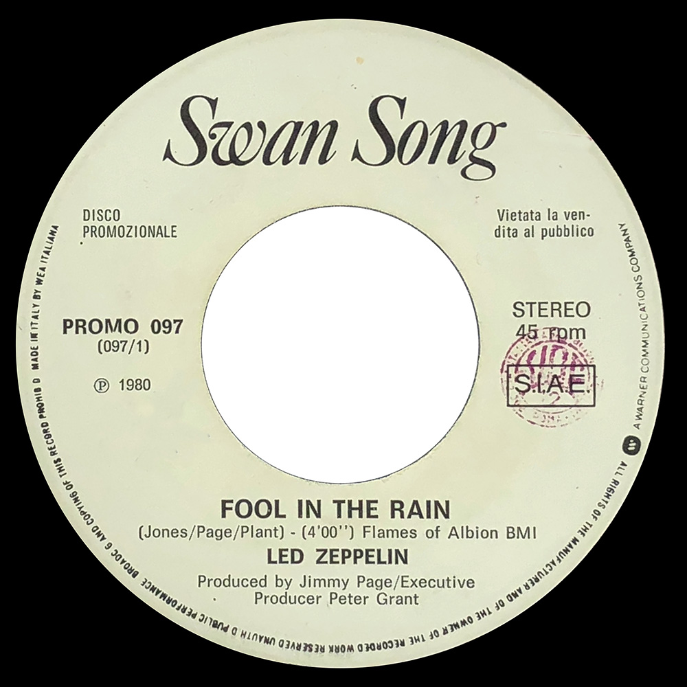 Single <br>Italy (Promo 097) <br>Fool In The Rain / Hot Dog (Promo #1) - Image 3