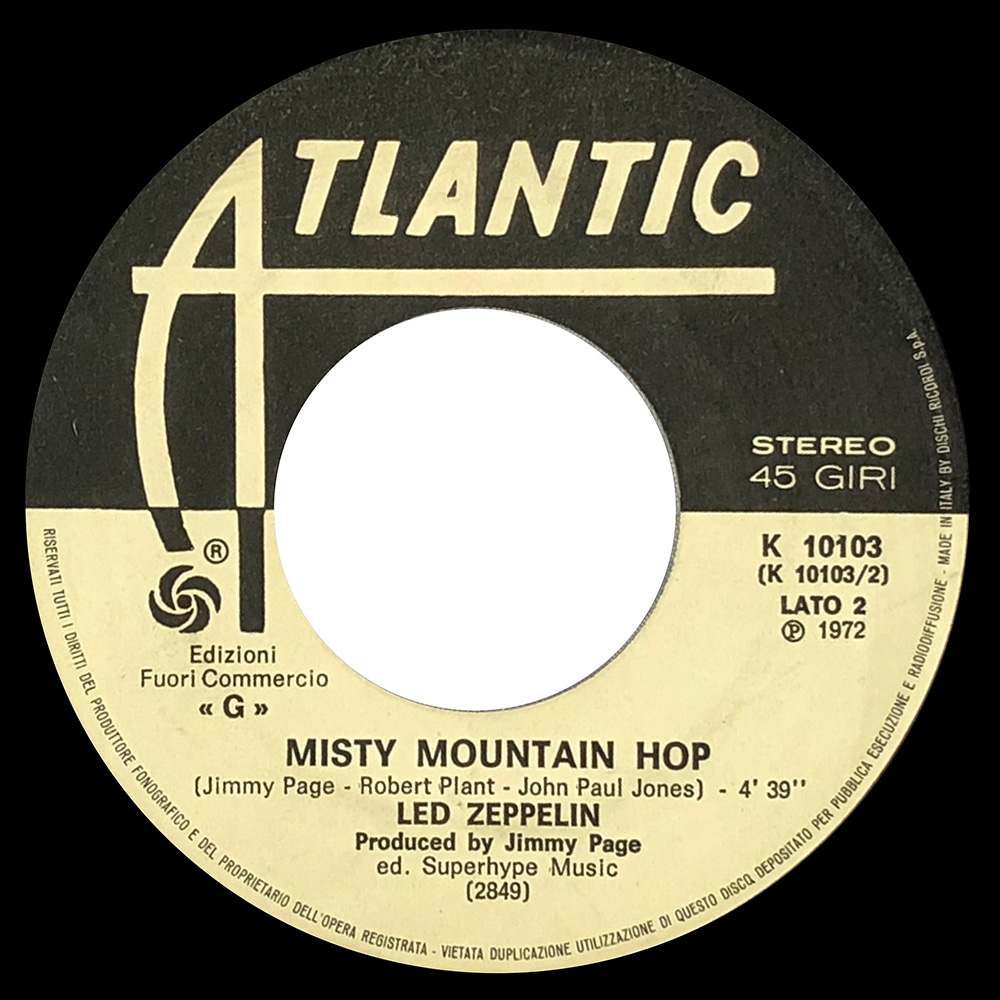 Single <br>Italy (K 10103) <br>Black Dog / Misty Mountain Hop (Promo #1) - Image 3