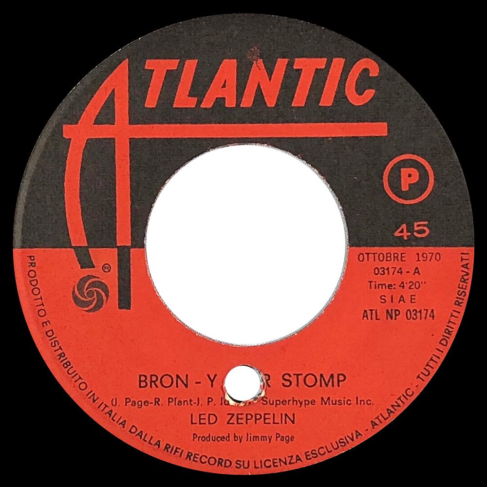 Single <br>Italy (ATL NP 03174) <br>Bron-Y-Aur Stomp / Immigrant Song (#1) - Image 3