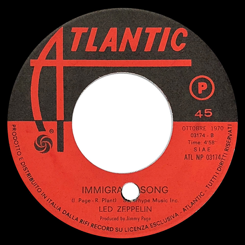 Single <br>Italy (ATL NP 03174) <br>Bron-Y-Aur Stomp / Immigrant Song (#1) - Image 4