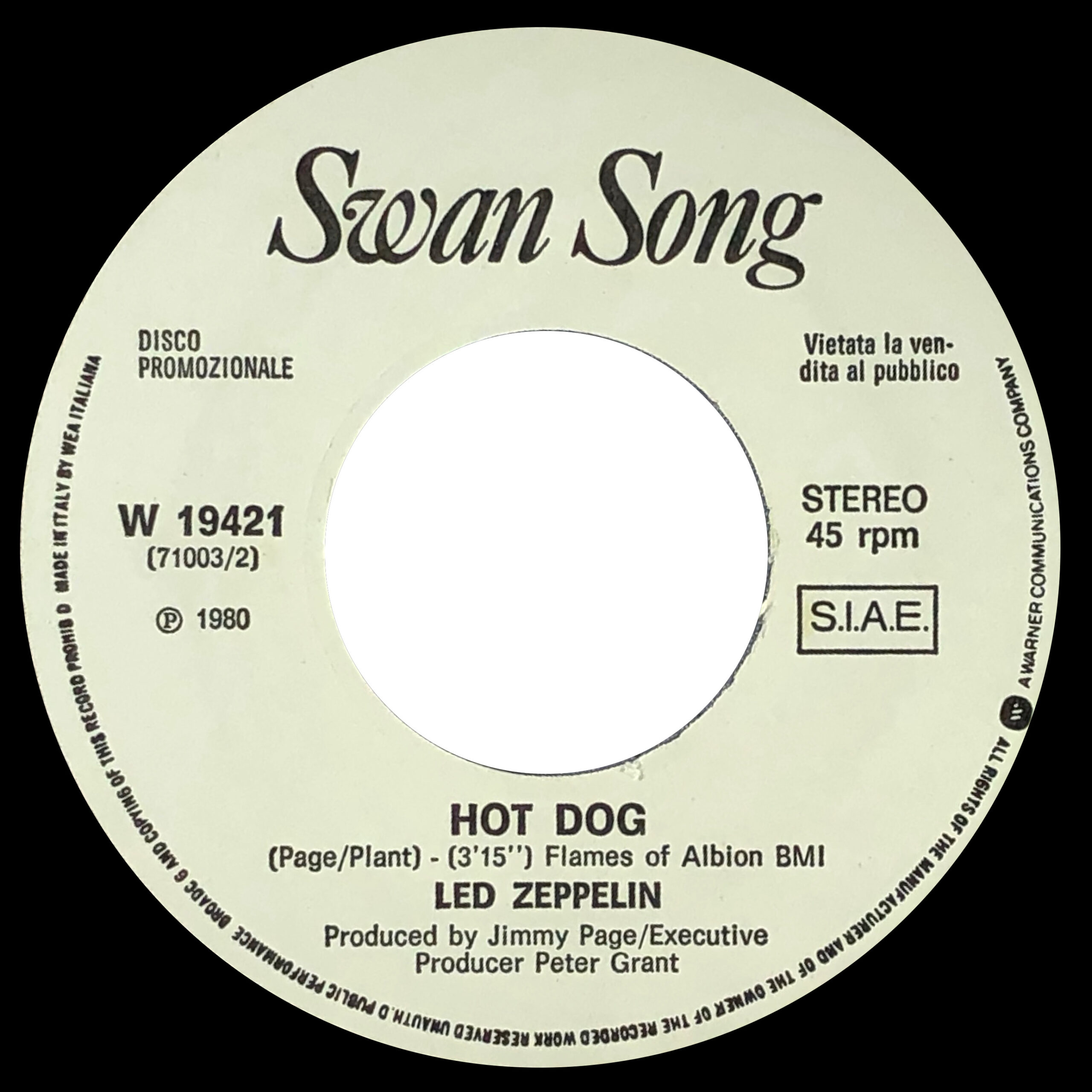 Single <br>Italy (W 19421) <br>Fool In The Rain / Hot Dog (Promo) - Image 4