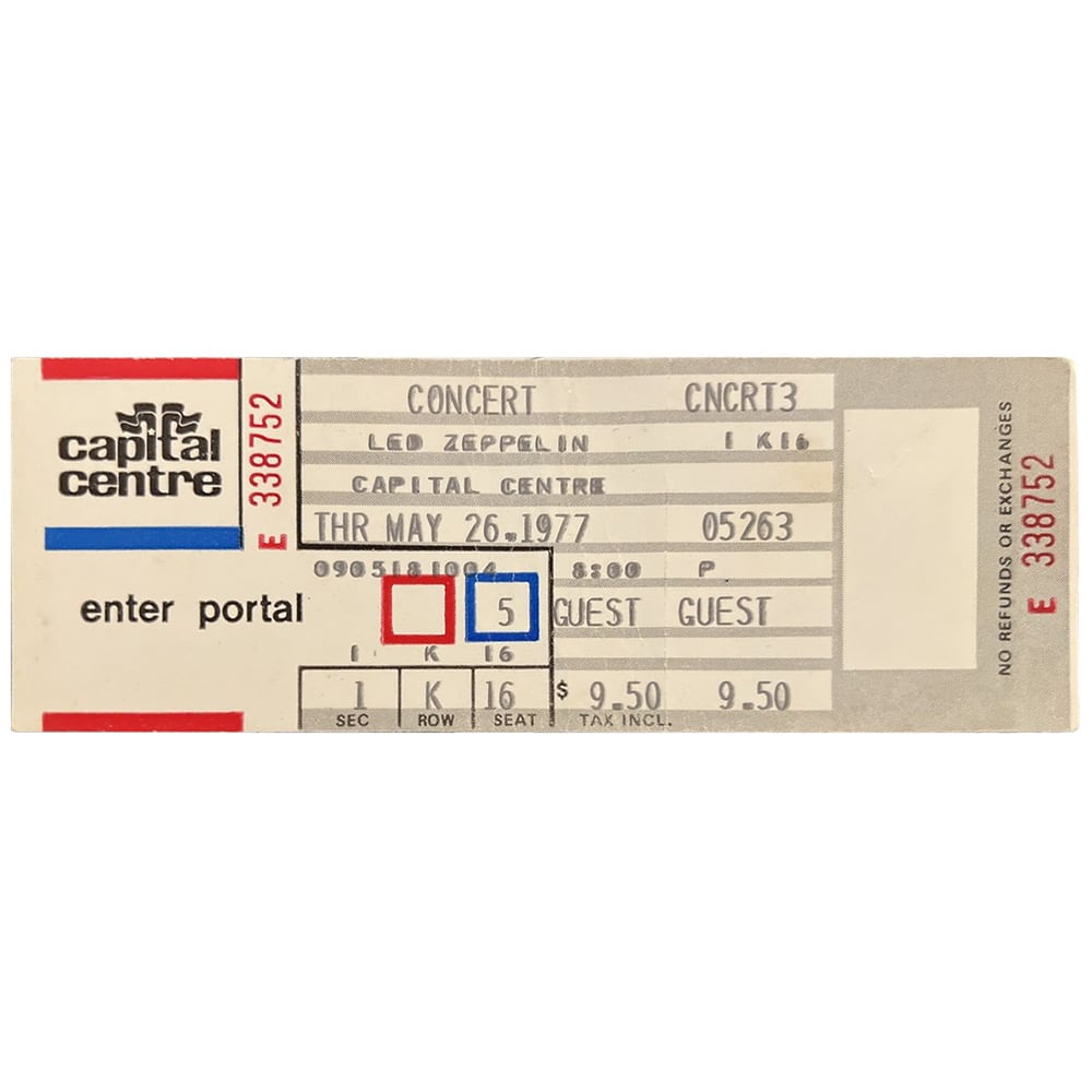 Concert Ticket <br>1977.05.26 <br>Landover, MD