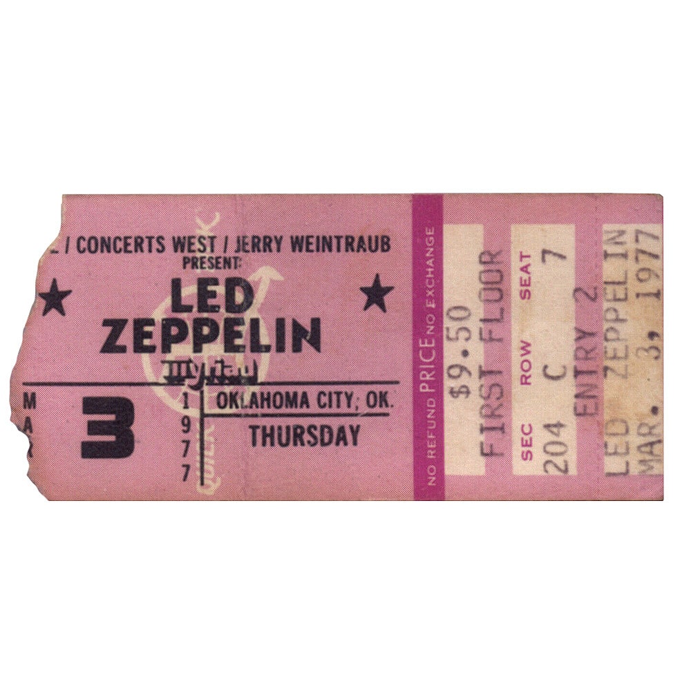 Concert Ticket <br>1977.04.03 <br>Oklahoma City, OK