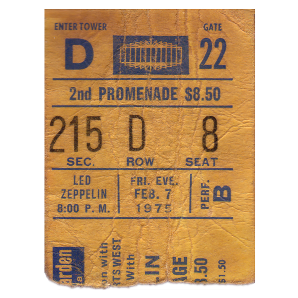 Concert Ticket <br>1975.02.07 <br>New York, NY