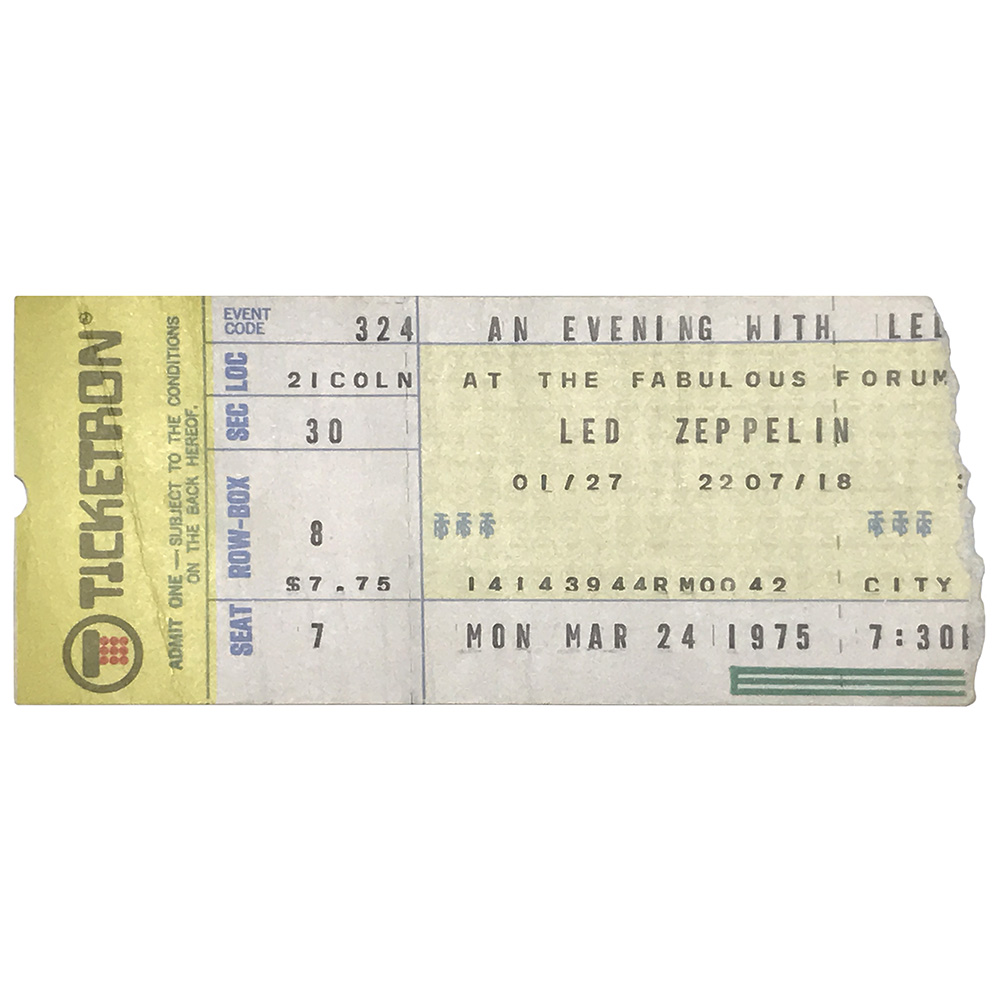Concert Ticket <br>1975.03.24 <br>Los Angeles, CA - Image 2