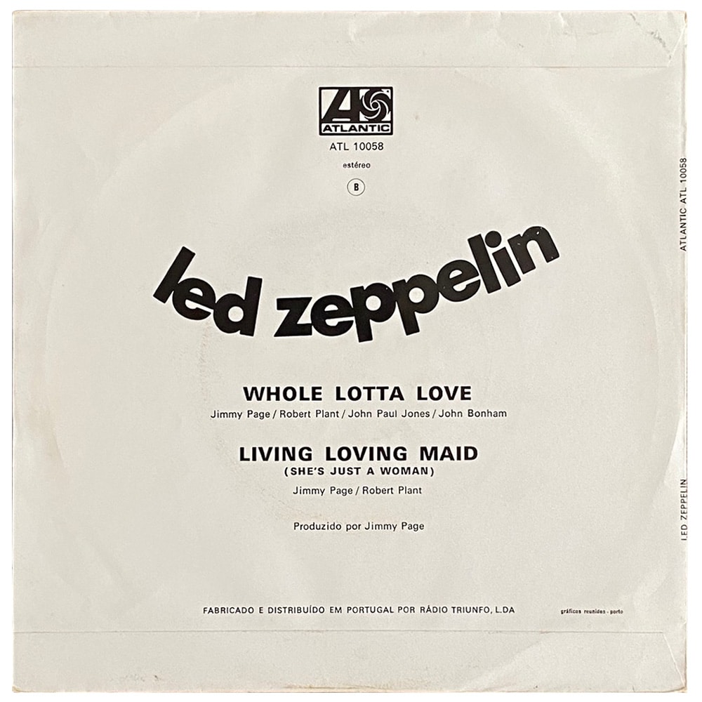 Single <br>Portugal (ATL 10058) <br>Whole Lotta Love / Living Loving Maid (#1) - Image 2