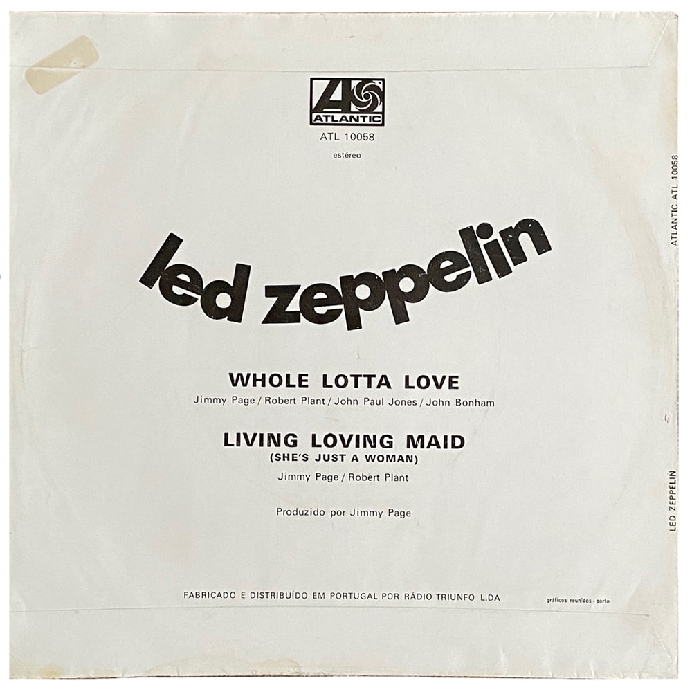 Single <br>Portugal (ATL 10058) <br>Whole Lotta Love / Living Loving Maid (#2) - Image 2