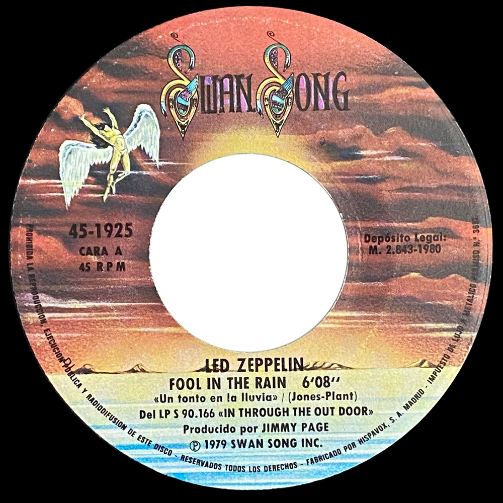 Single <br>Spain (SS45-1925) <br>Fool In The Rain / Hot Dog (#1) - Image 3