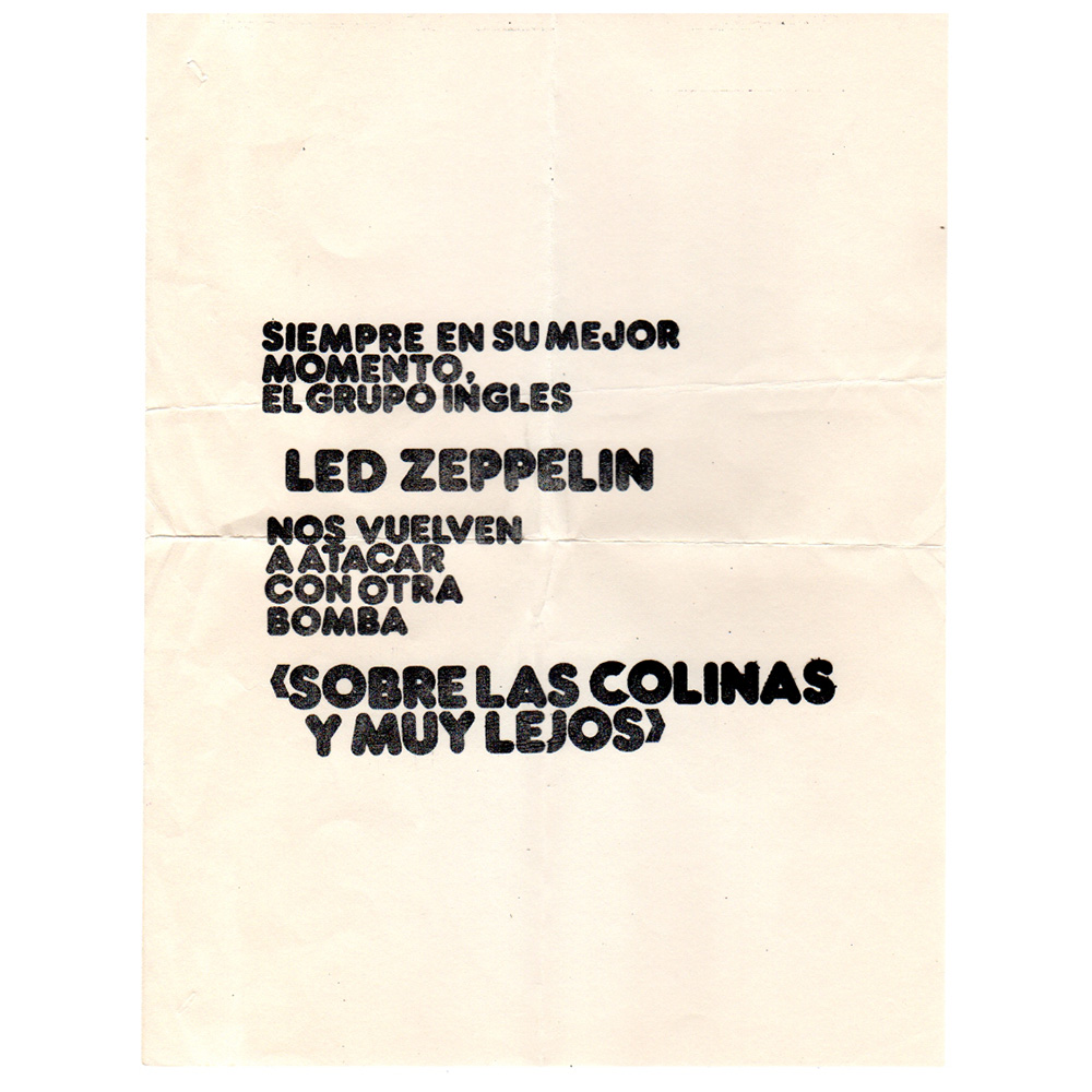Houses of the Holy (1973) <br>Flyer, Over The Hills and Far Away (Spain) - Image 2
