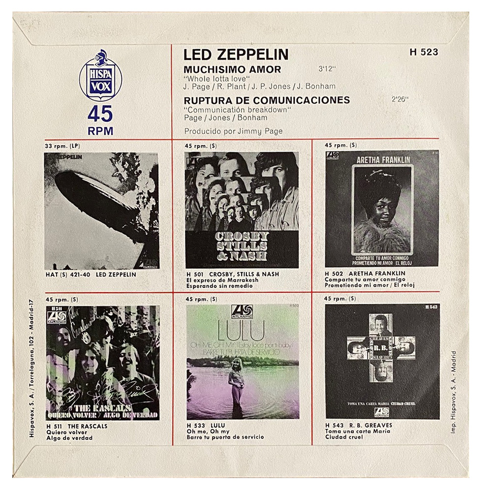Single <br>Spain (H-523) <br>Whole Lotta Love / Communication Breakdown (#1) - Image 2