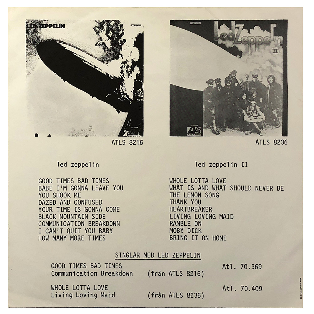 Single <br>Sweden (ATL 70.409) <br>Whole Lotta Love / Living Loving Maid (#1) - Image 2
