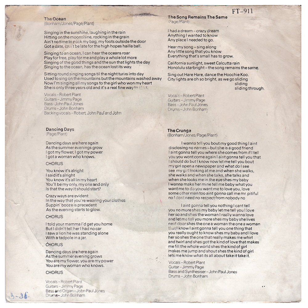 Single <br>Thailand (FT. 911) <br>The Ocean / Dancing Days / TSRTS / The Crunge (#1) - Image 2