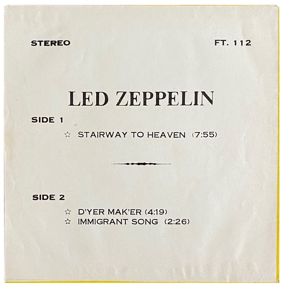 Single <br>Thailand (FT. 112) <br>Stairway To Heaven / D'yer Mak'er / Immigrant Song - Image 2