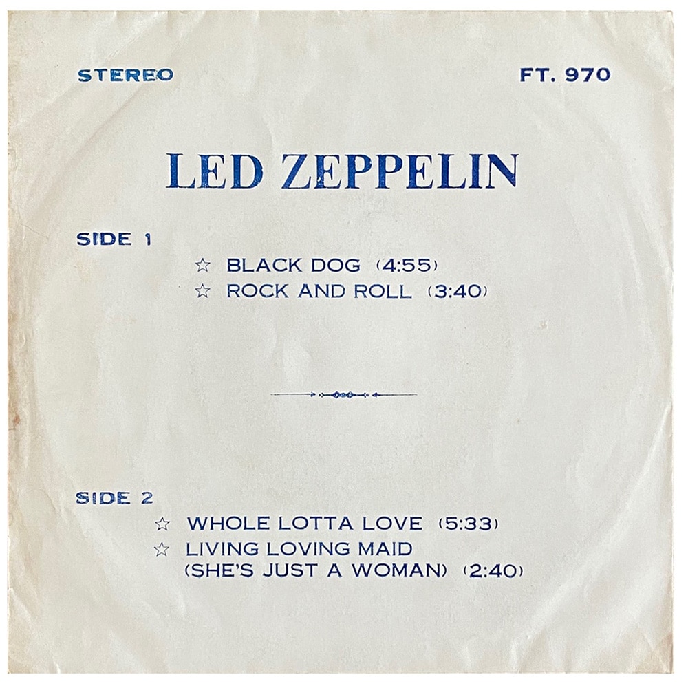 Single <br>Thailand (FT. 970) <br>Black Dog / Rock and Roll / Whole Lotta Love / Living Loving Maid (#1) - Image 2