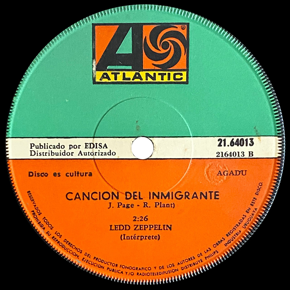 Single <br>Uruguay (21.64013) <br>Gallows Pole / Immigrant Song (#2) - Image 4