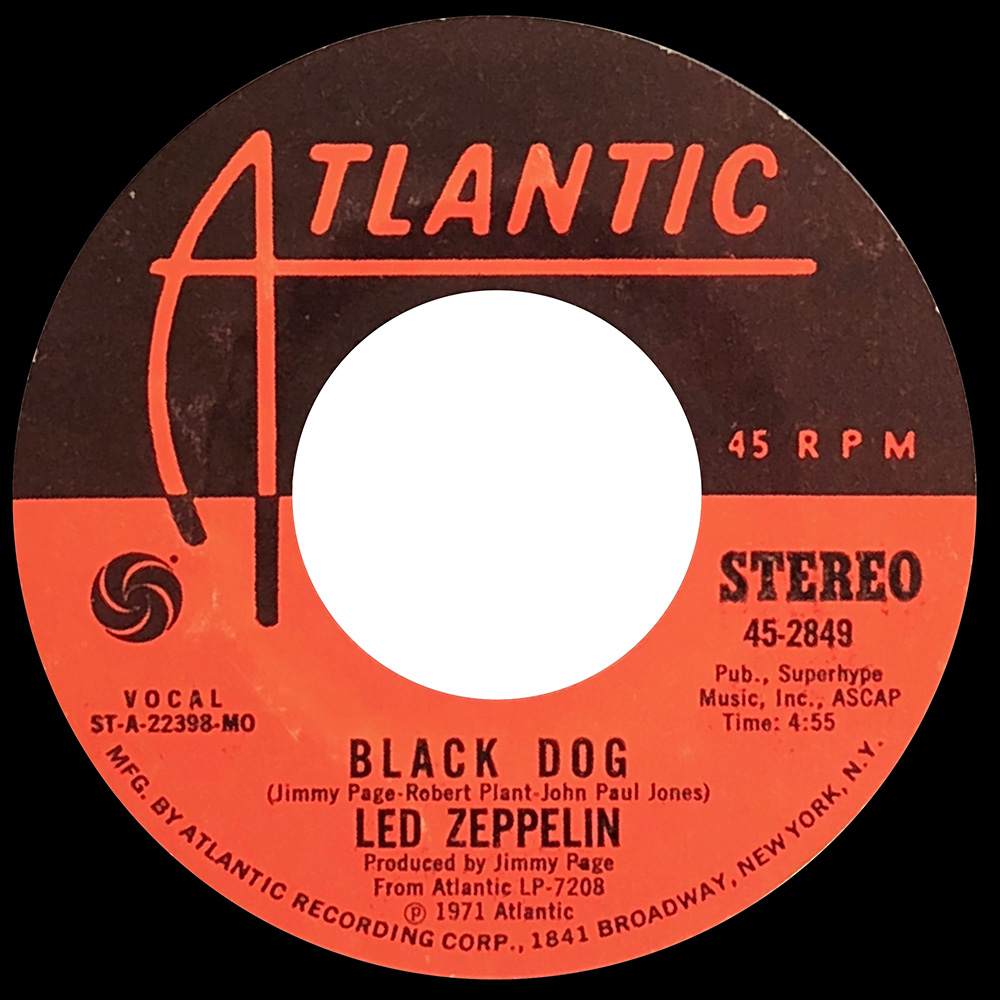 Single <br>USA (45-2849) <br>Black Dog / Misty Mountain Hop (#08)
