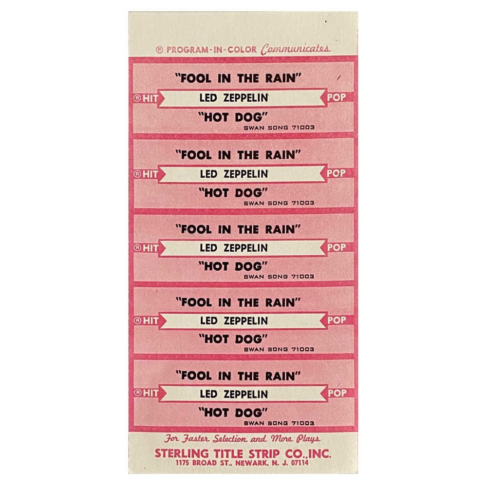 Single <br>USA (SS-71003) <br>Fool In The Rain / Hot Dog (#2) - Image 4