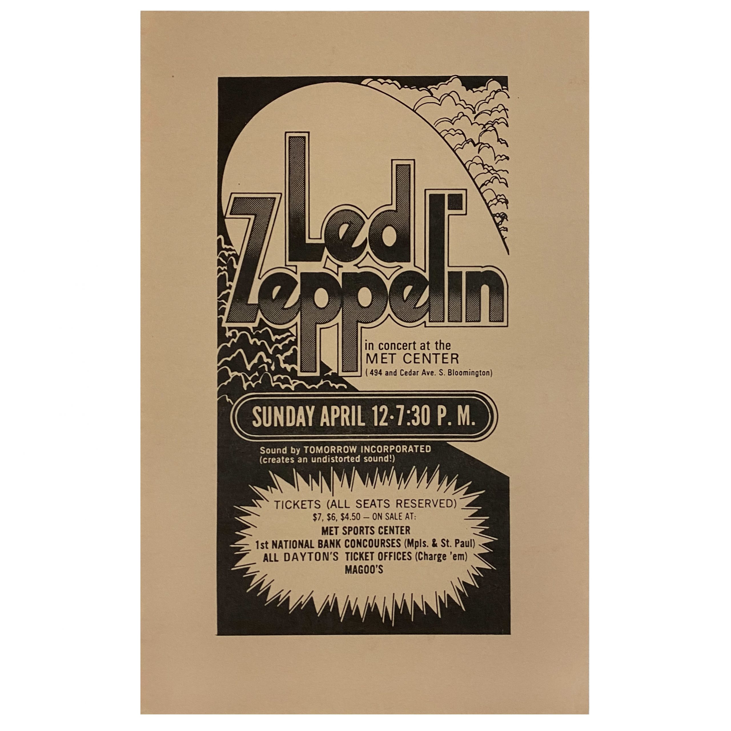 Concert Advertisement <br>1970.04.12 <br>Bloomington, IN (Handbill)