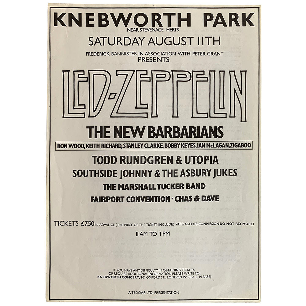 Concert Advertisement <br>1979.08.11 <br>Knebworth, UK (Handbill)