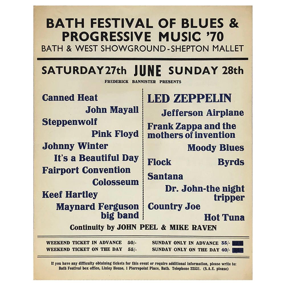 Concert Advertisement <br>1970.06.28 <br>Bath Festival, UK (Handbill) #1