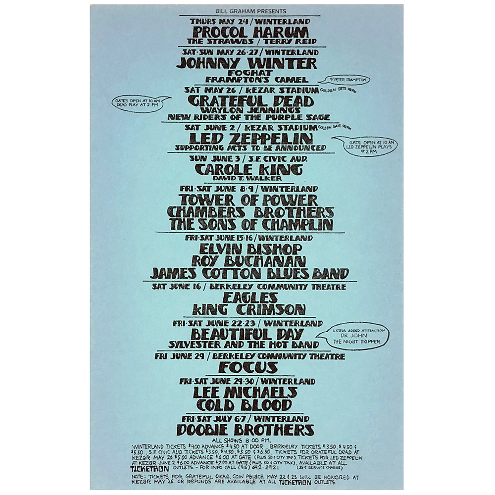 Concert Advertisement <br>1973.06.02 <br>San Francisco, CA (Mailer)