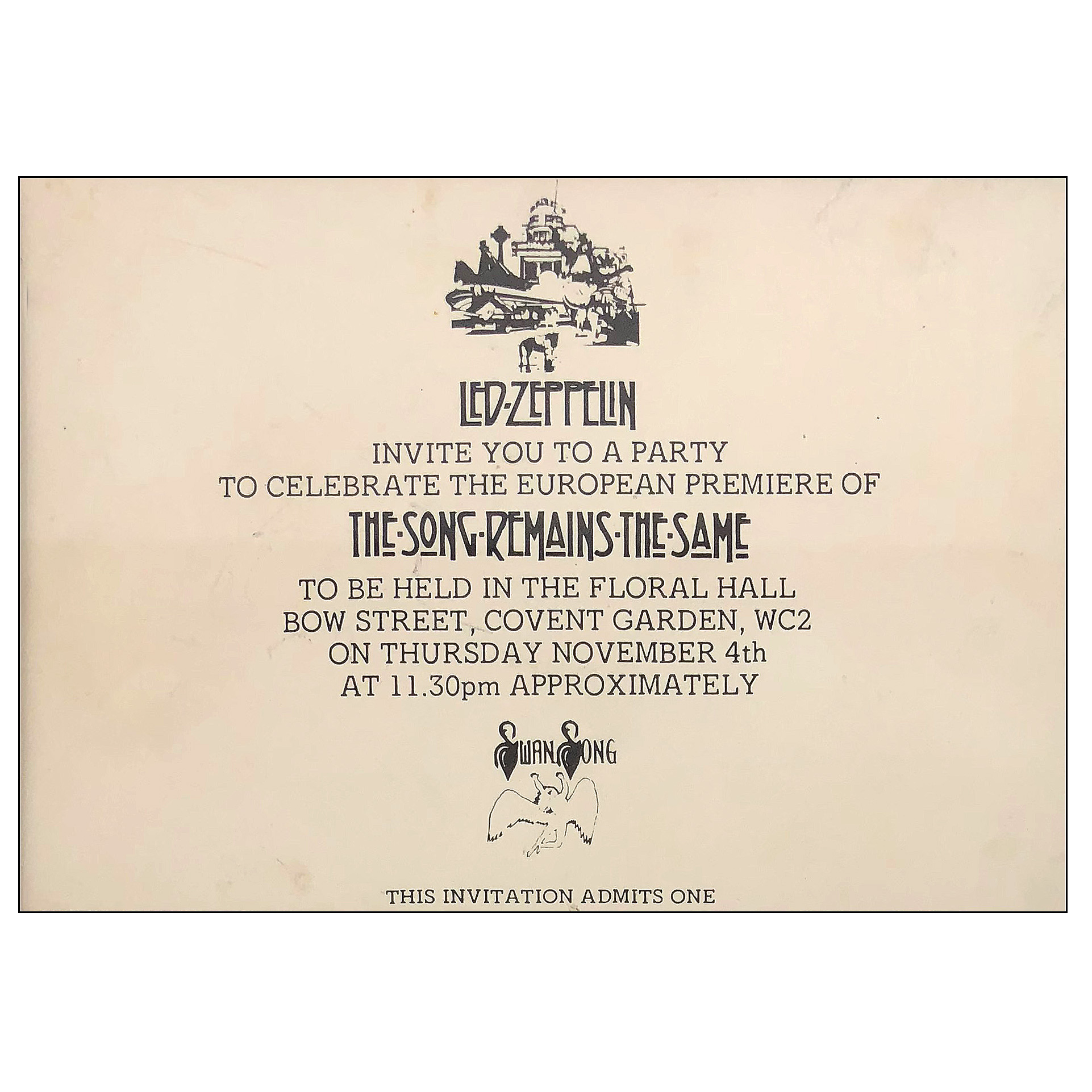 TSRTS (1976) <br>Premiere Invitation, Covent Garden (UK)
