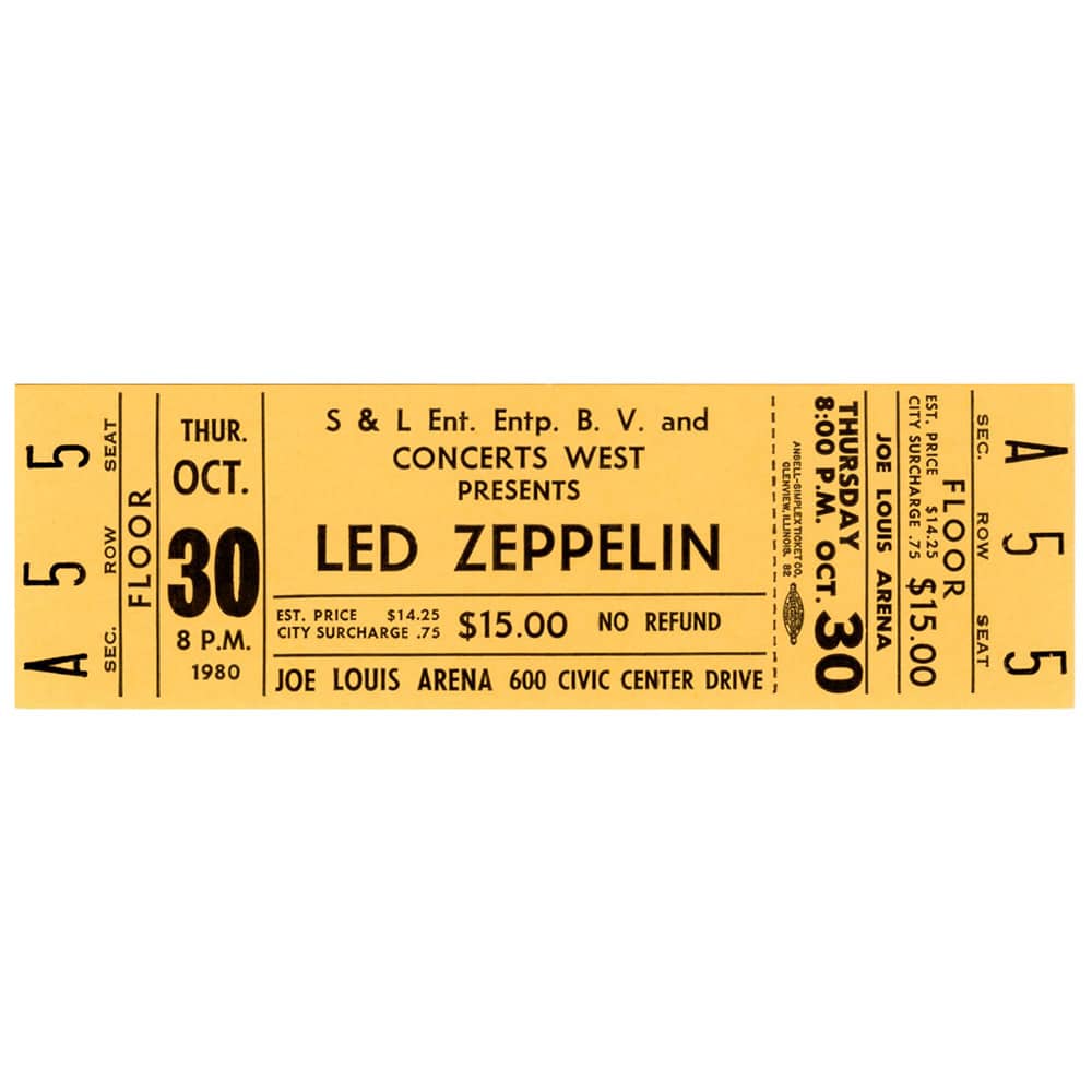 Concert Ticket <br>1980.10.30 <br>Detroit, MI - Image 4