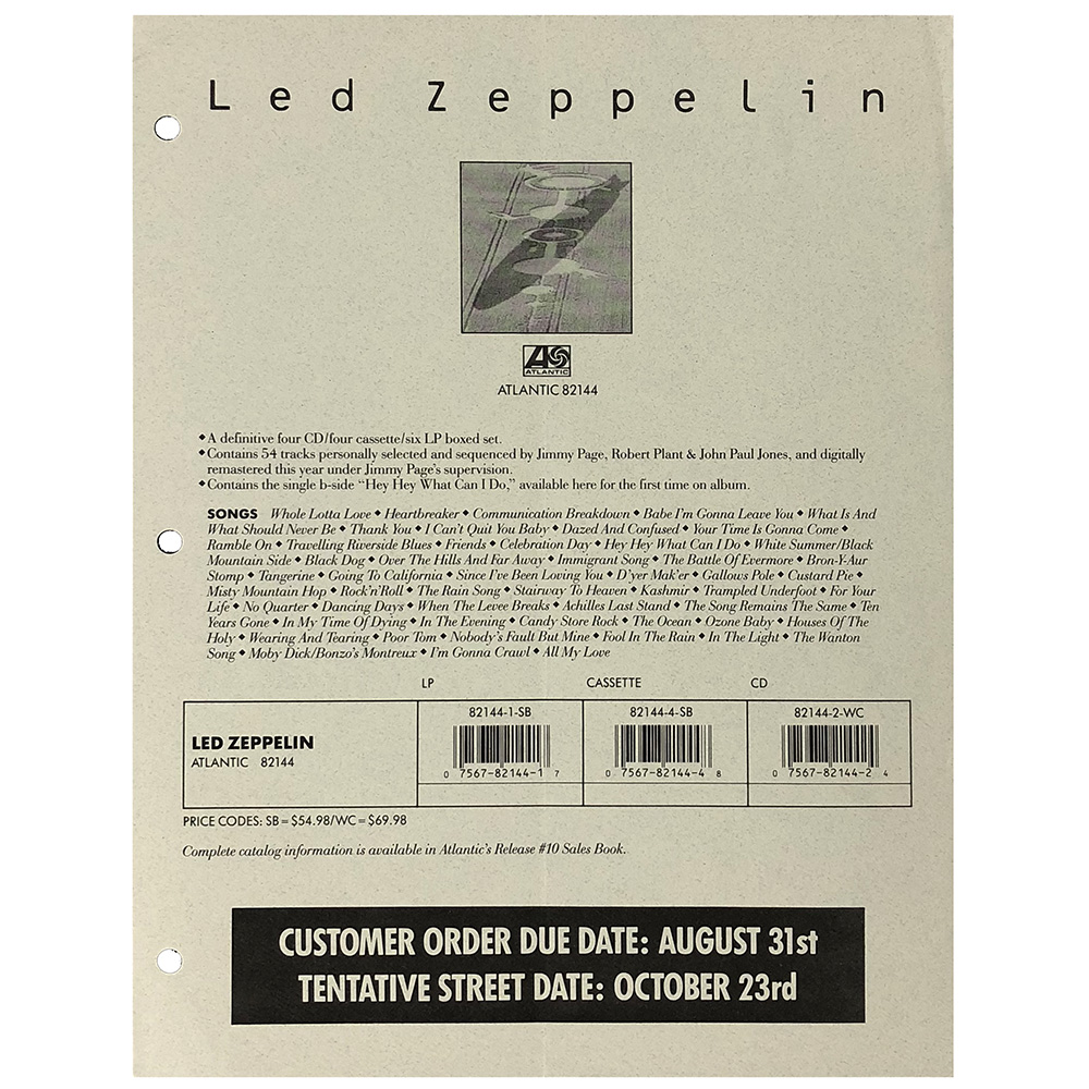 Boxed Set <br>Sales Sheet (USA)