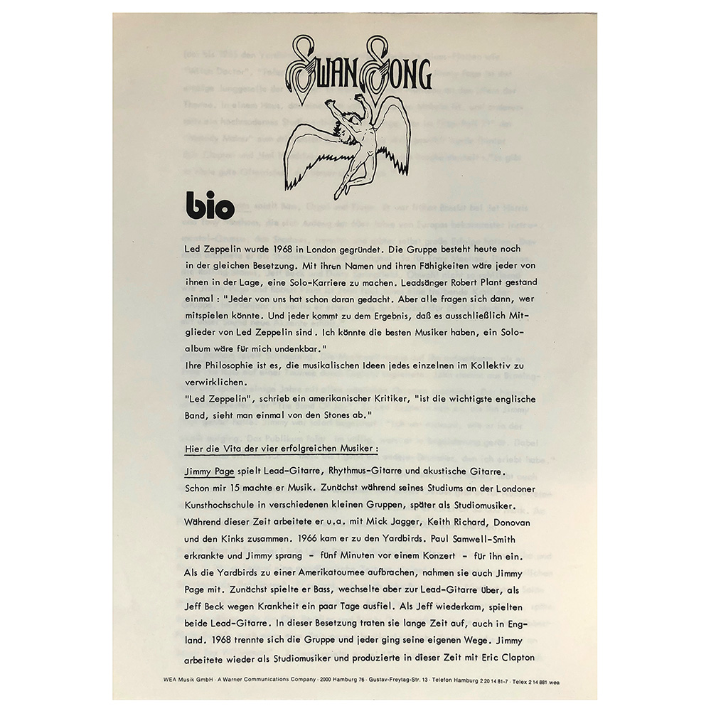 Press Release (1975) <br>Bio (Germany)